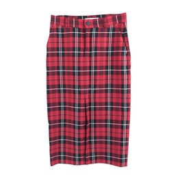 Zara Red Tartan Slit Midi Skirt