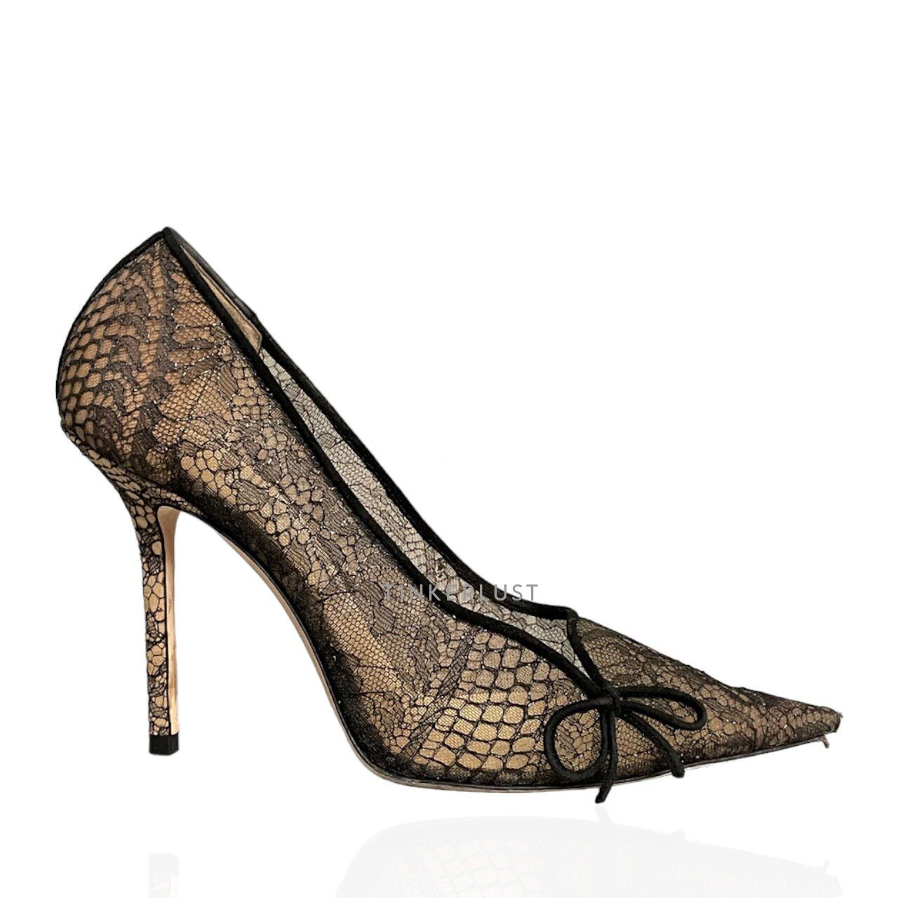 sepatu heels Jimmy Choo Cibelle 100 Black Lace Pumps Heels Tinkerlust