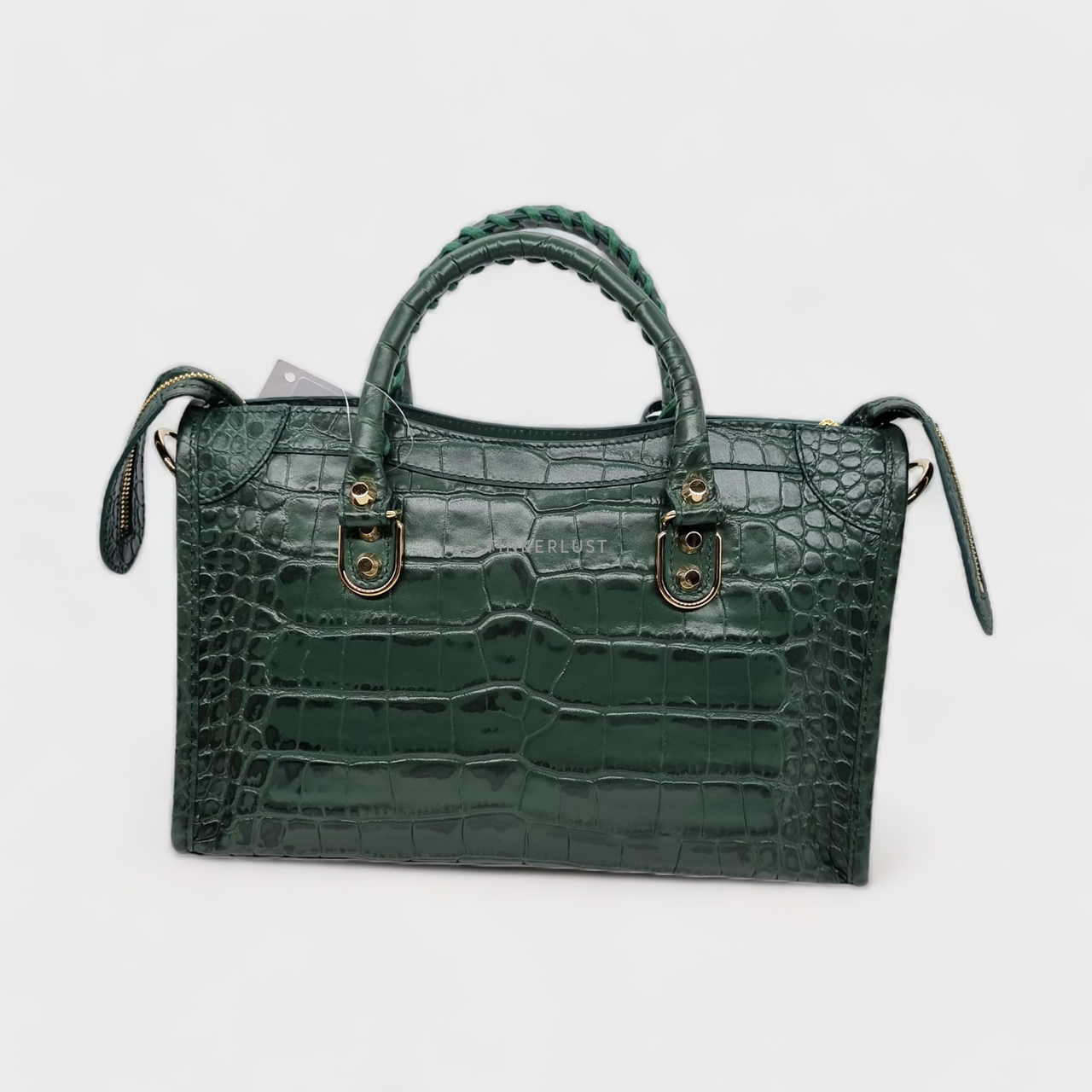 tas satchel Balenciaga City Metallic Edge Small Green Croco U GHW Satchel Tinkerlust
