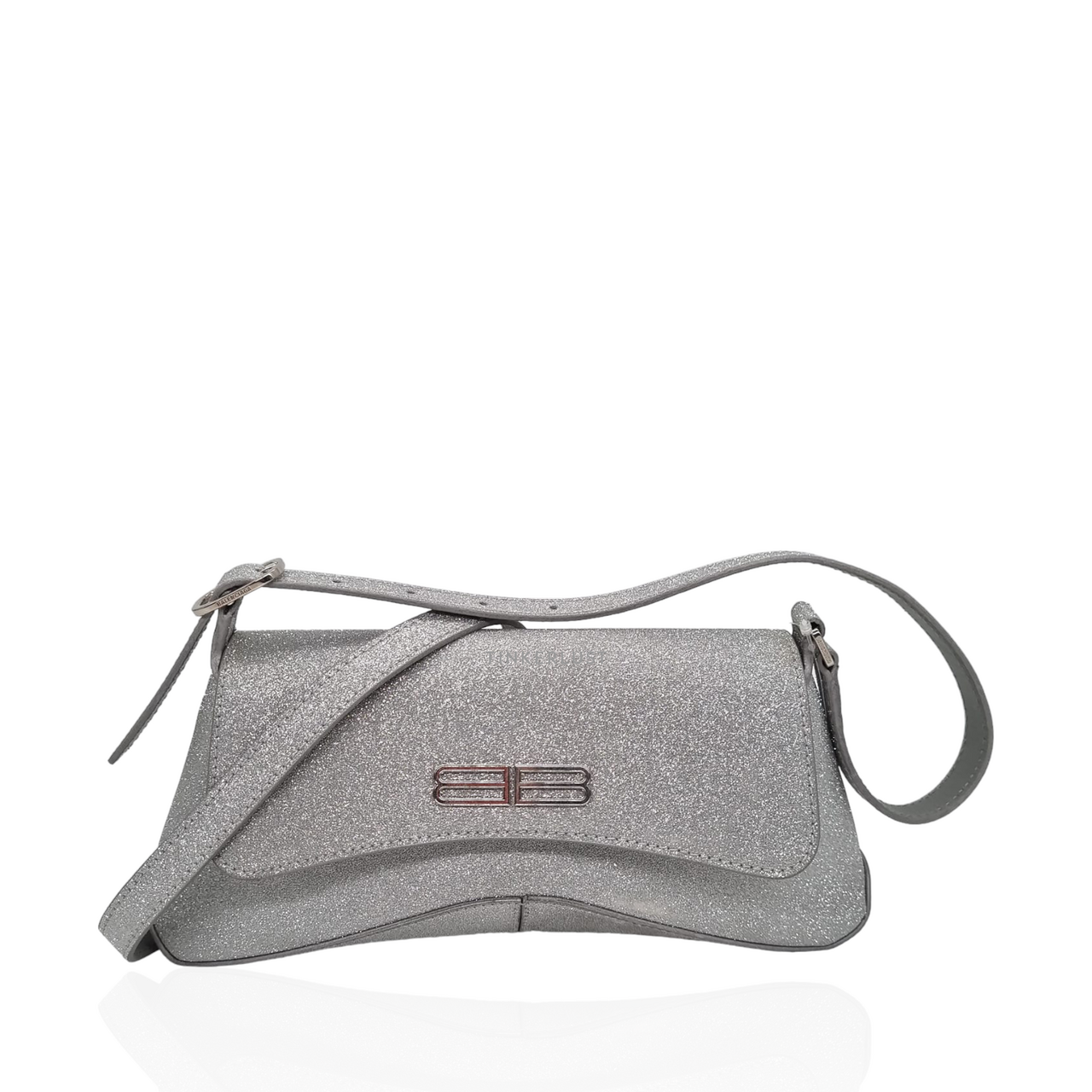 tas shoulder bag Balenciaga XX Small Flat Bag Silver Glitter Q