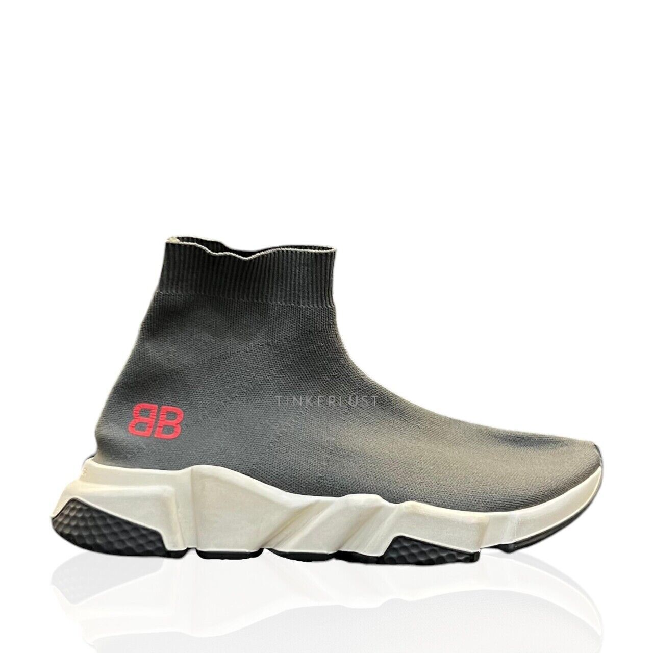sepatu sneakers Balenciaga Speedtrainer Grey BB Logo