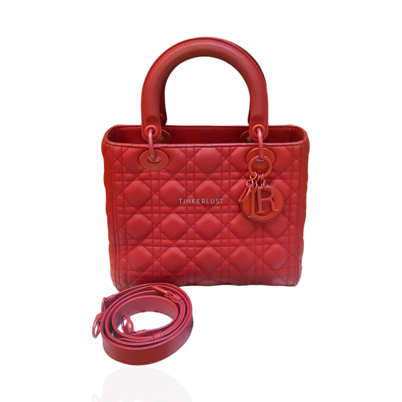 tas satchel Christian Dior Lady Dior Medium Ultra Matte Red 2019