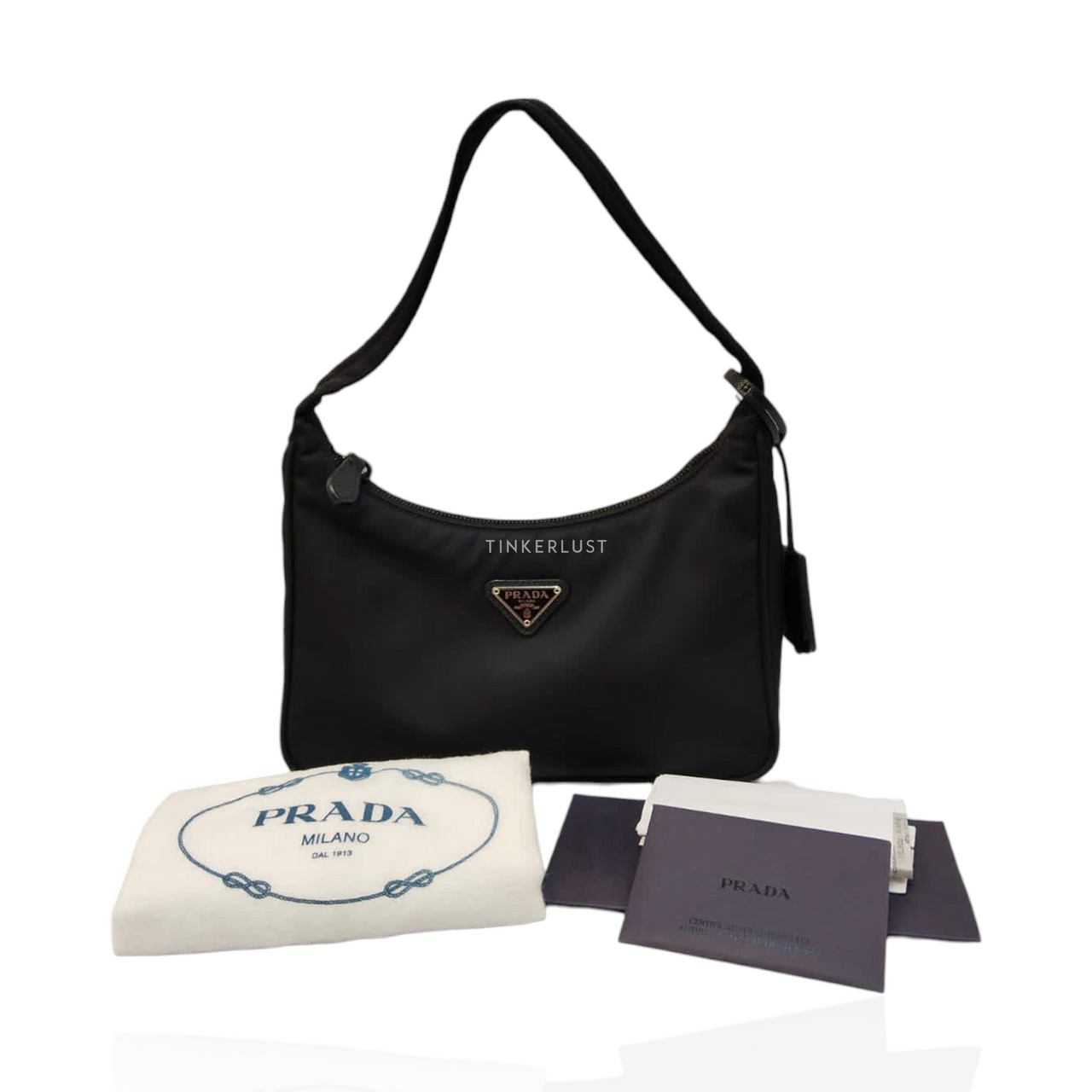 tas shoulder-bag Prada Tessuto Impuntu Nero Black Mini Nylon Shoulder Bag