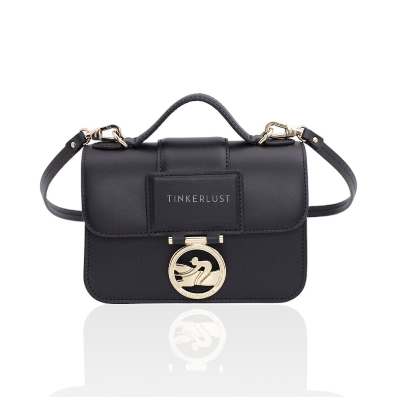 tas sling-bag Longchamp Box Trot XS in Black Leather