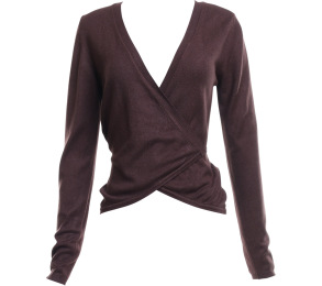 Zara Dark Brown Knit Wrap Blouse
