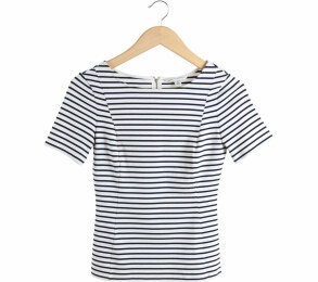 Banana Republic White And Black Striped Blouse