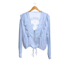 Pull & Bear Light Blue Striped Blouse