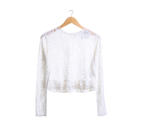 Zara Off White Lace Cropped Blouse