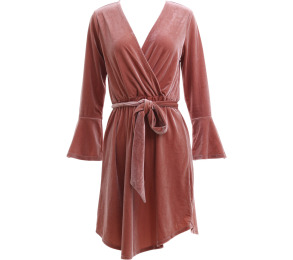 H&M Tangerine Wrap Velvet Flare Mini Dress