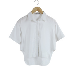 Cotton Ink White Crop Shirt