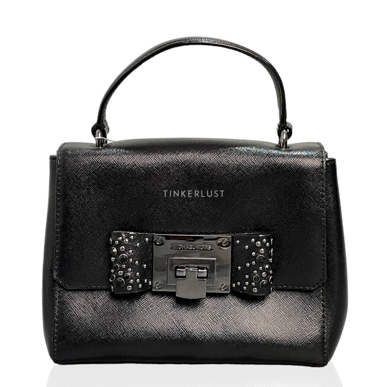 tas satchel Michael Kors Tina Small Black Leather Satchel Tinkerlust