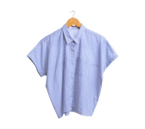 Cotton Ink Blue Striped White Shirt