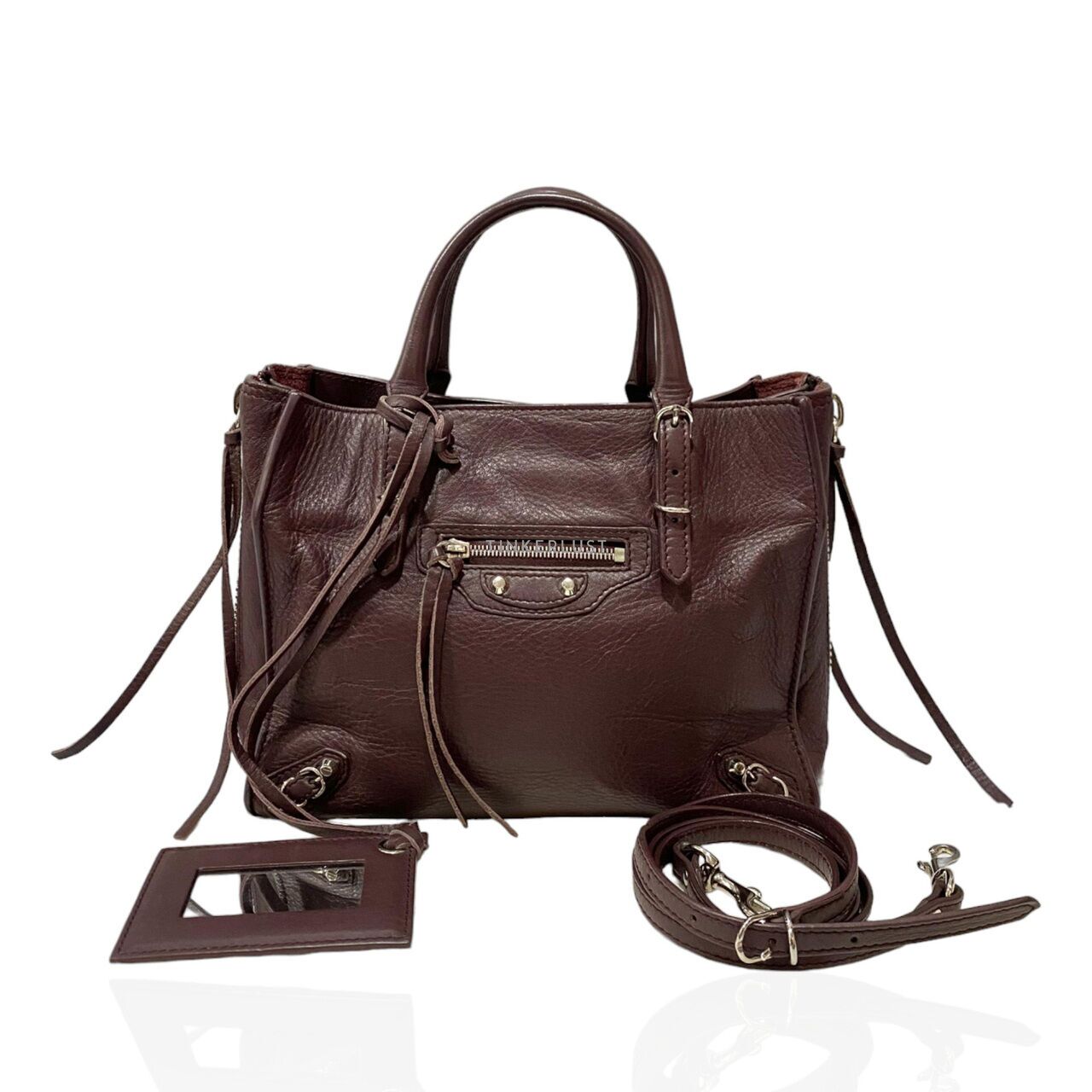 tas satchel Balenciaga Mini Papier Maroon SHW Satchel Tinkerlust