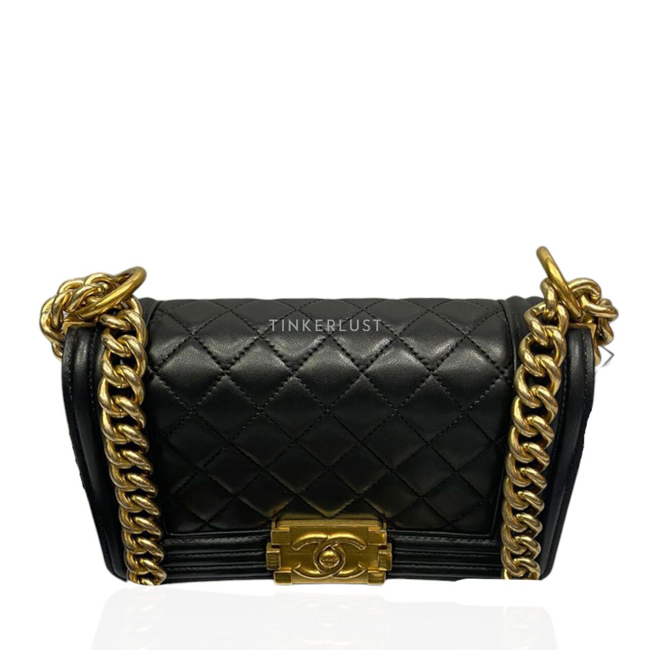 Chanel boy bag online black with gold hardware