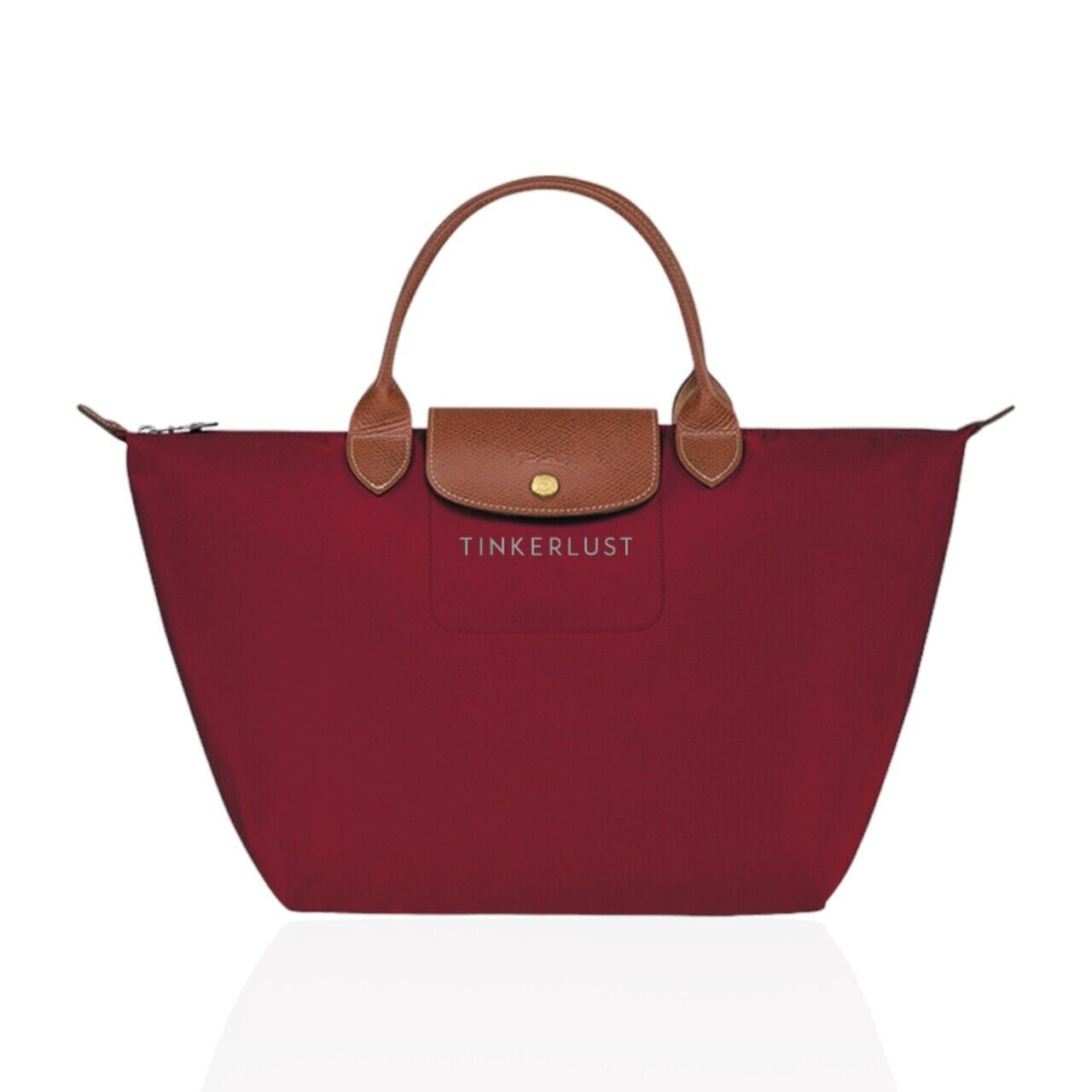 tas handbag Longchamp Medium Le Pliage Top Handle Bag in Dark Red Handbag Tinkerlust