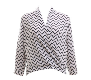 (X) S.M.L White & Black Zigzag Blouse