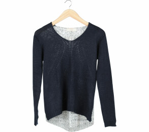 Zara Dark Blue And Grey Knit Sweater