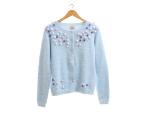 Willow&Paige Blue Pompom Cardigan