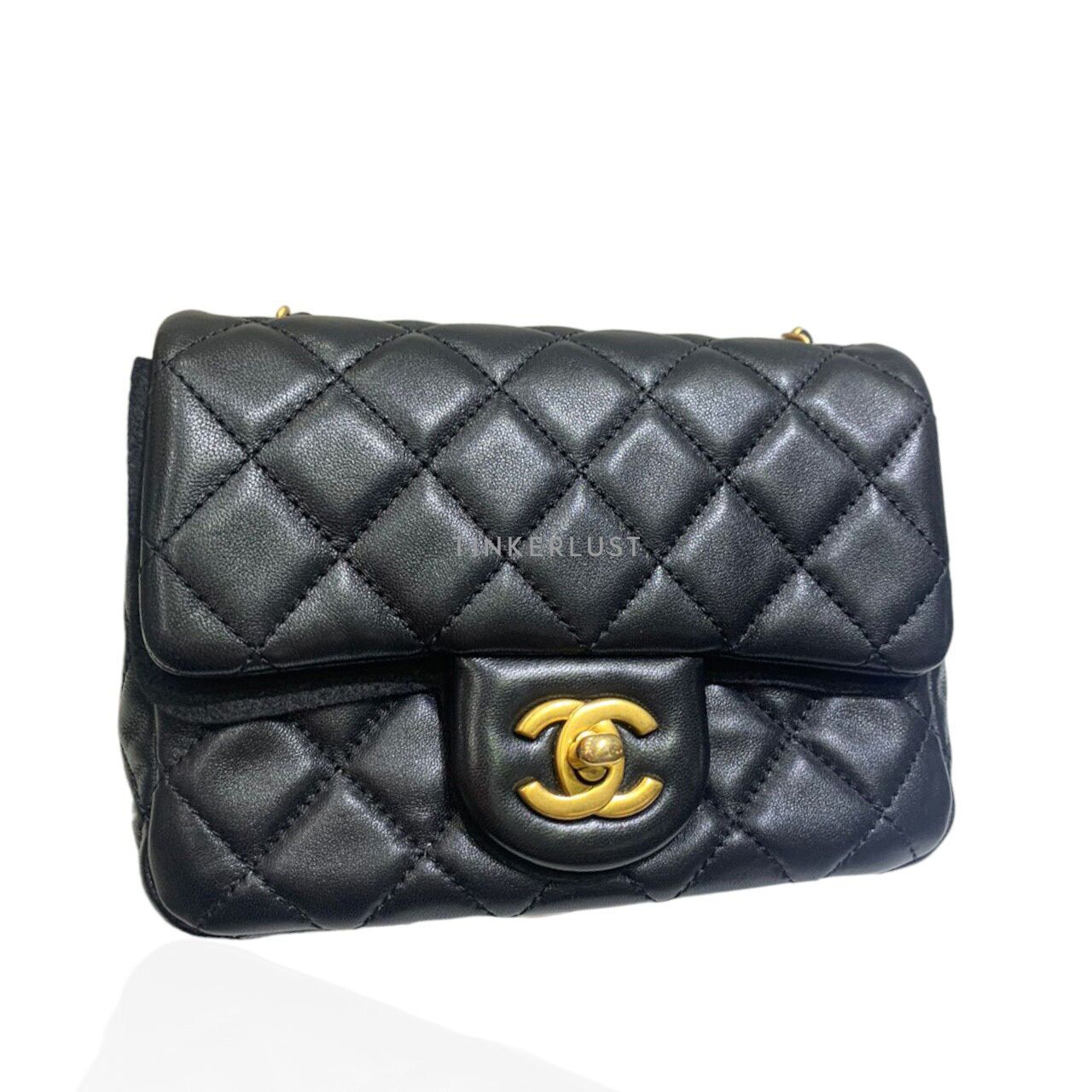 tas sling-bag Chanel Mini Chain Pearl Flap Black GHW Chip