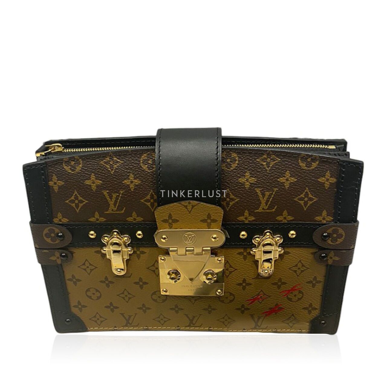 LOUIS VUITTON Trunk Clutch Reverse Monogram Crossbody Bag Brown