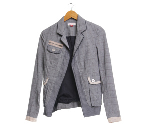 (X)SML Grey Plaid Blazer