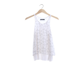 Mango White Pattern Sleeveless