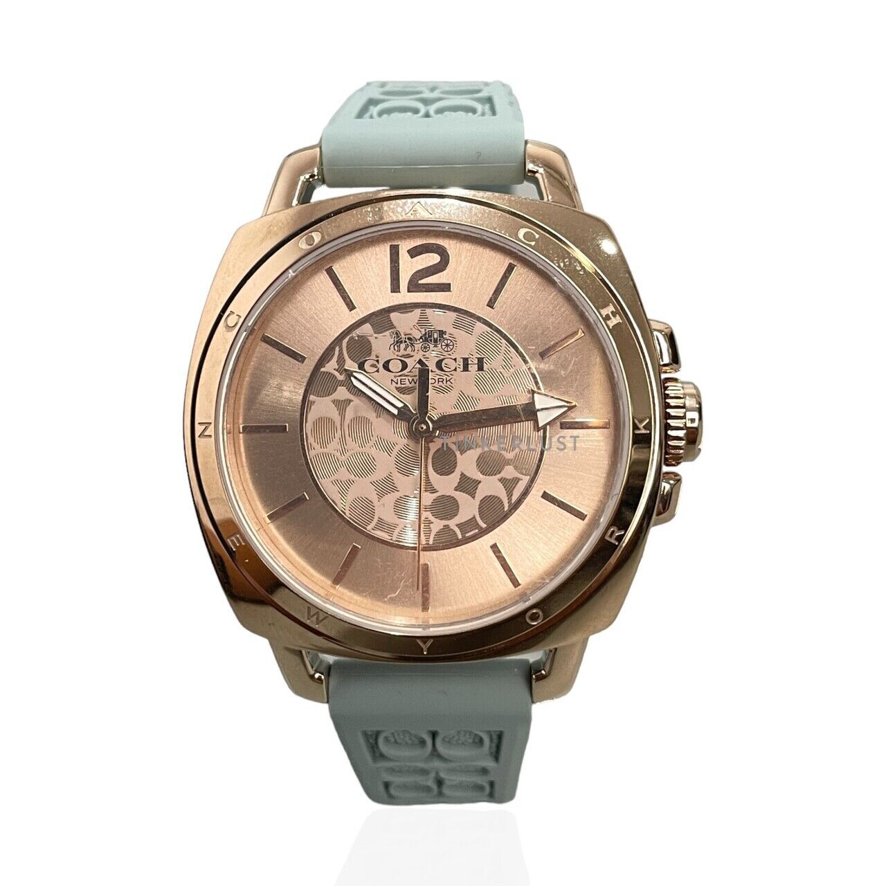 aksesoris jam tangan Coach Boyfriend Gold Blue Rubber Watch Tinkerlust
