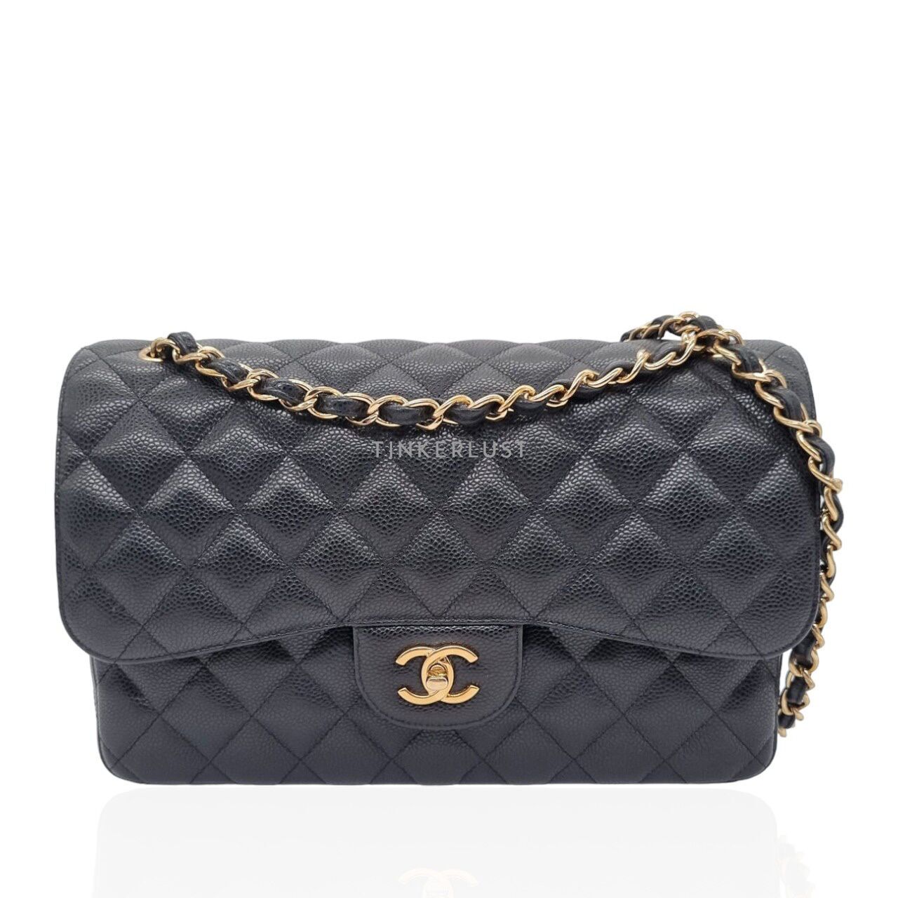 tas shoulder bag Chanel Jumbo Classic Double Flap Black Caviar GHW 23 Shoulder Bag Tinkerlust