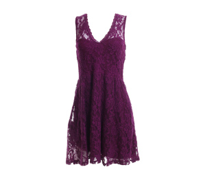 Forever 21 Purple Wine Lace V- Neck Mini Dress