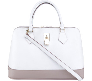 Samantha Thavasa White & brown Saffiano Satchel Bag