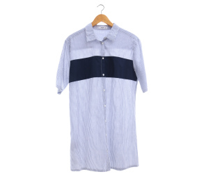 Mango Blue & White Striped Shirt