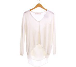 Zara Cream V-Neck Asymmetric Blouse