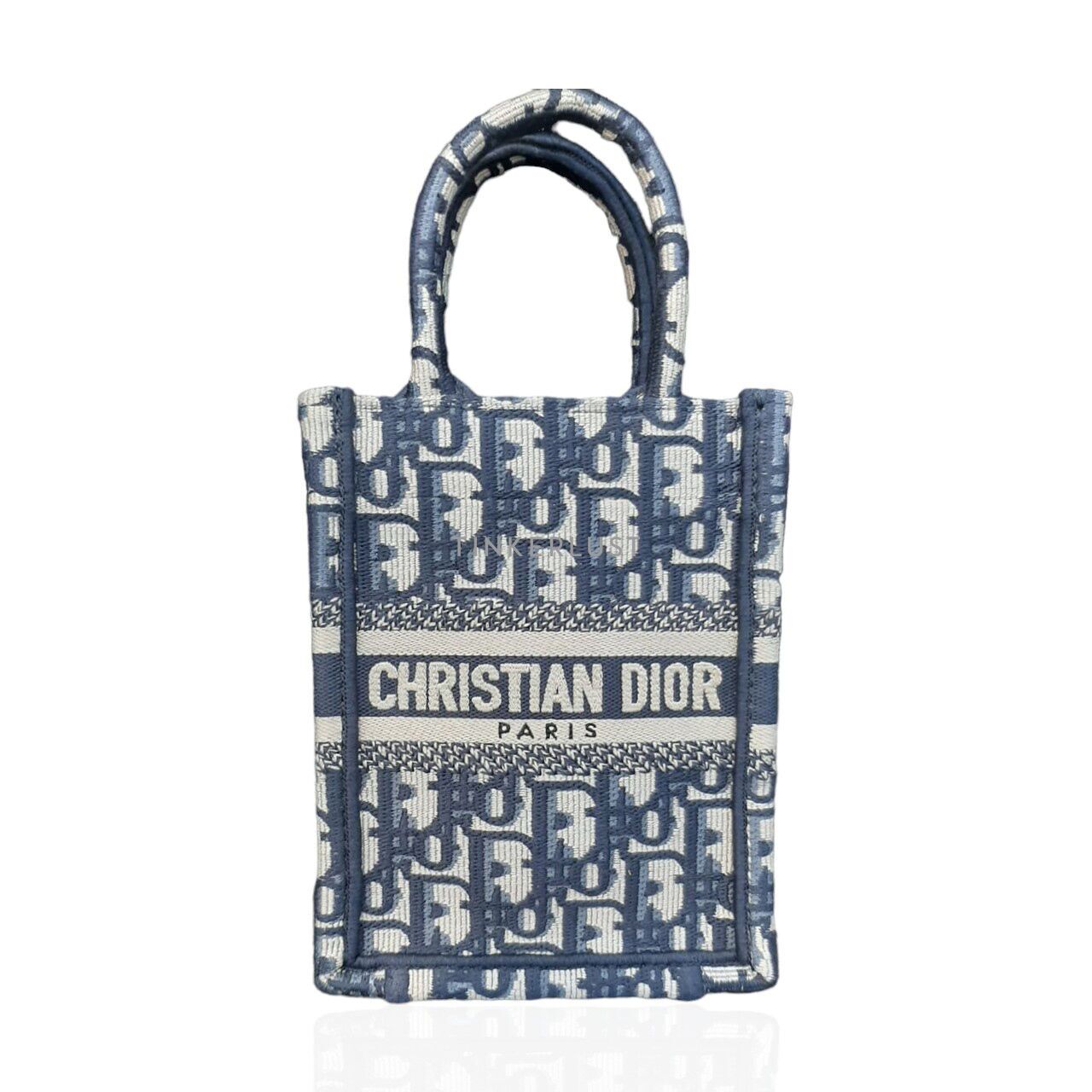 tas sling bag Christian Dior Mini Vertical Book Tote Navy Oblique Canvas 2017 Sling Bag Tinkerlust