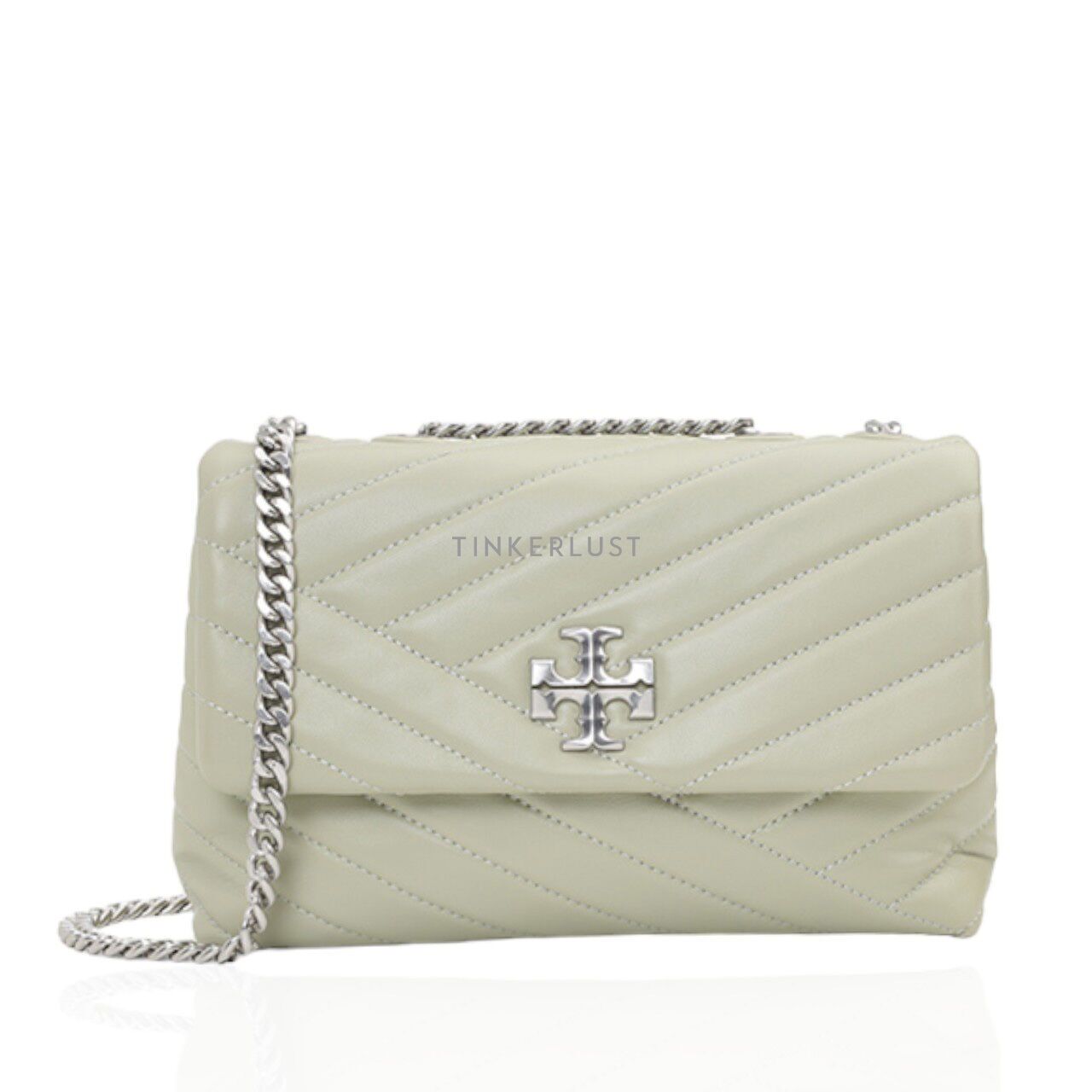 tas shoulder bag Tory Burch Small Kira Chevron Convertible in Pine Frost with Rolled Brass Hardware Shoulder Bag Tinkerlust