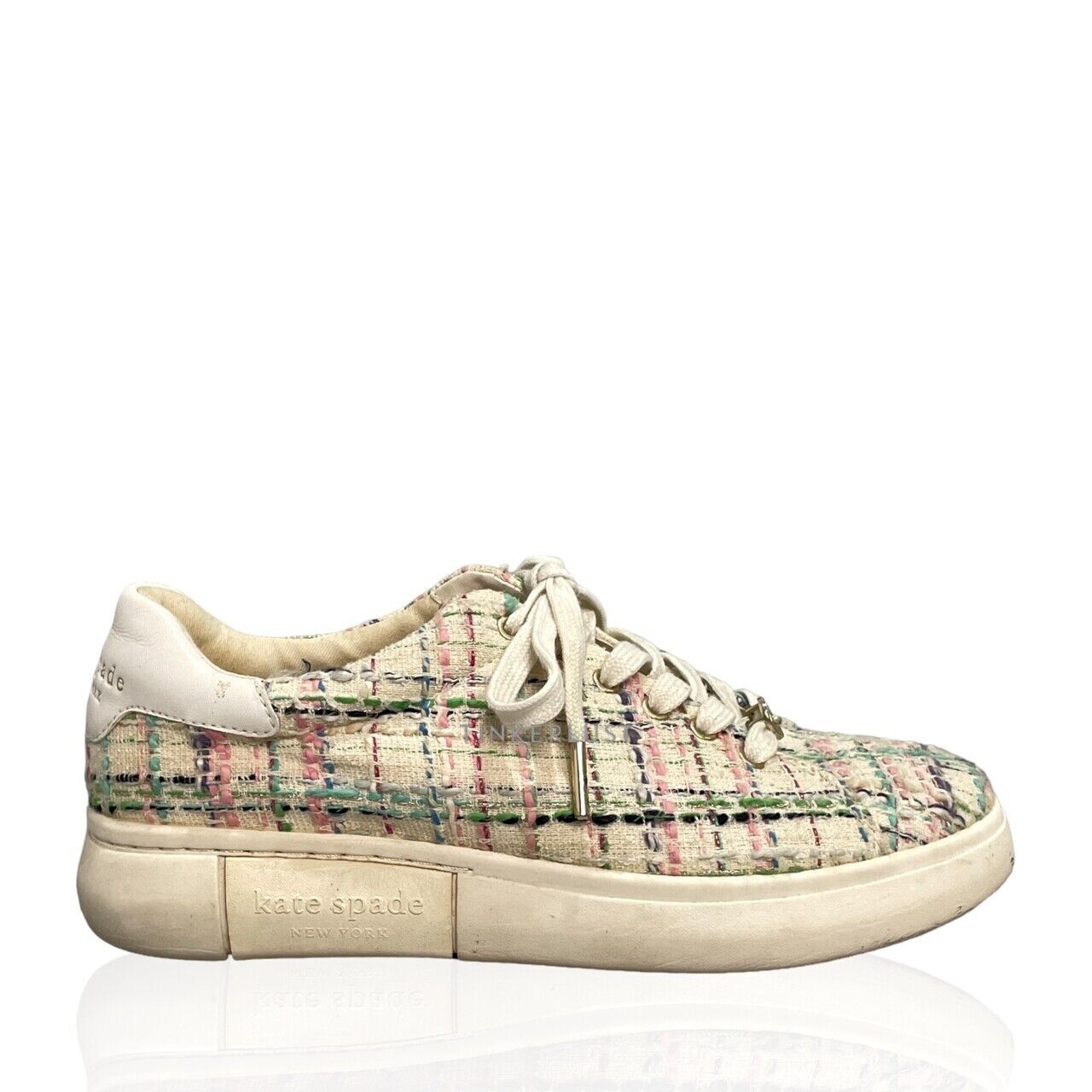 sepatu sneakers Kate Spade Lift White Tweed Sneakers Tinkerlust