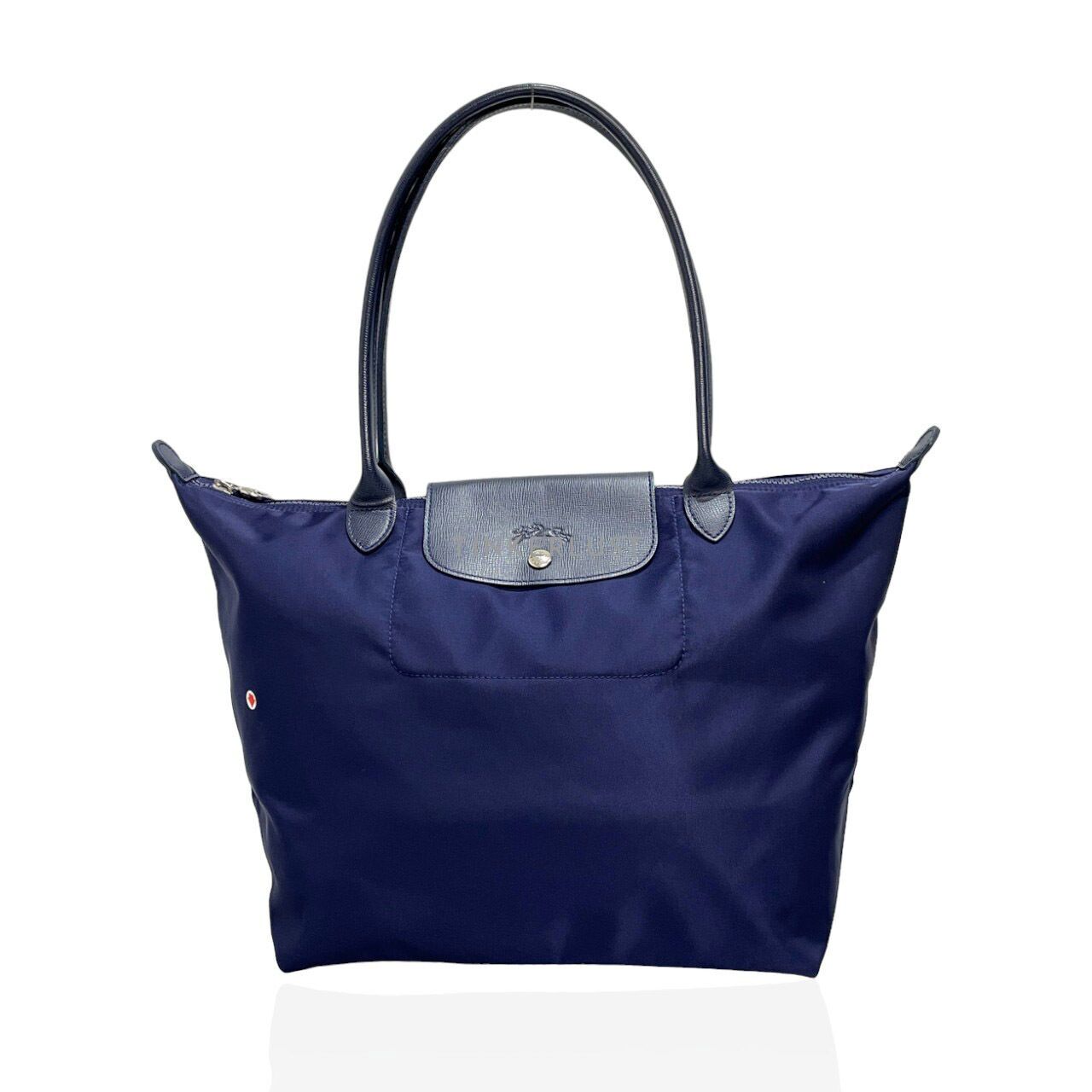 tas tote bag Longchamp Le Pliage Large Nylon Long Handle Navy Tote Bag Tinkerlust