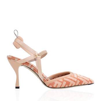 パンプス Fendi Colibri Lite Slingback In Pink Ff Mesh Fendi Ff Colibri Lite Medium Mesh & Leather Slingback Mule