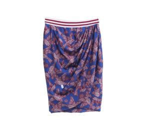 Zara Blue And Maroon Bird Print Mini Skirt