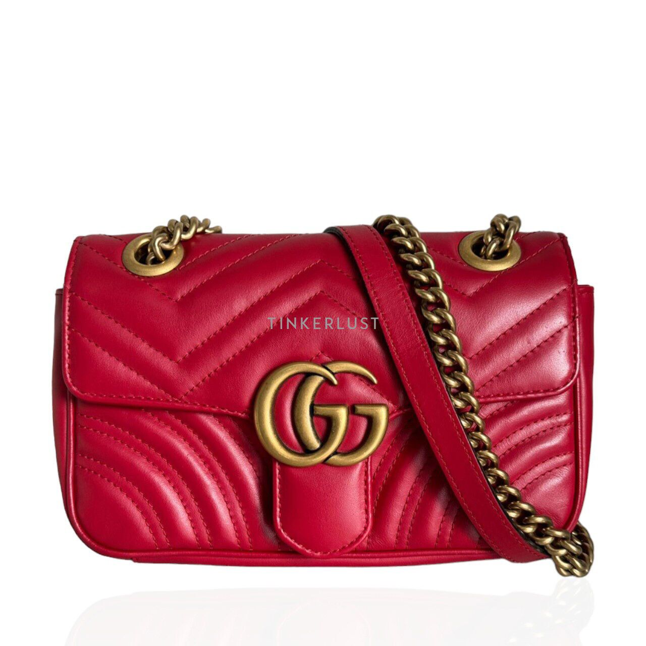 tas shoulder bag Gucci Marmont Red Mini Sling Bag Tinkerlust