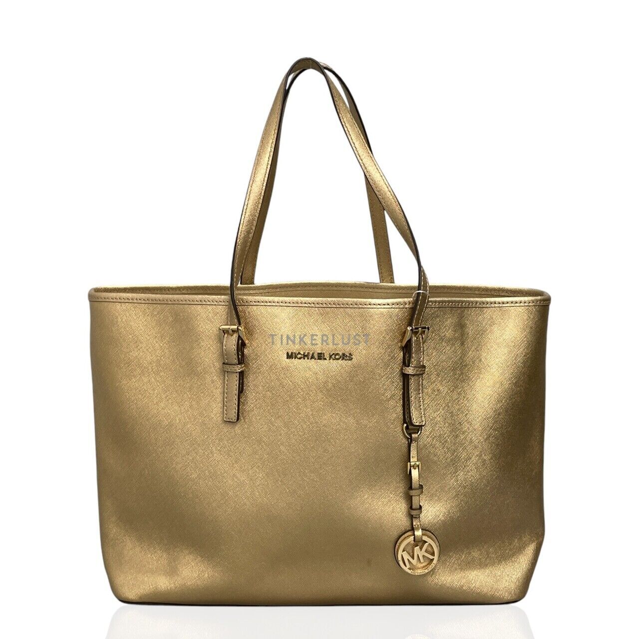 tas tote bag Michael Kors Gold Saffiano GHW Tote Bag Tinkerlust