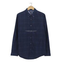 Tommy Hilfiger Navy Plaid Long Sleeve Shirt