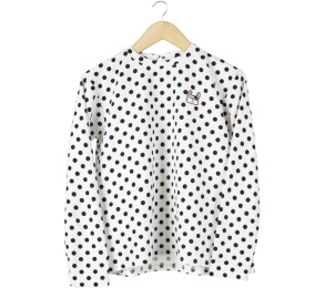 Cotton Ink White And Black Polka Dot Blouse