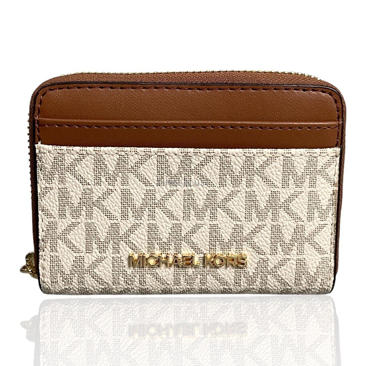 aksesoris dompet Michael Kors Jet Set Travel Vanilla Signature Card Case Wallet Tinkerlust