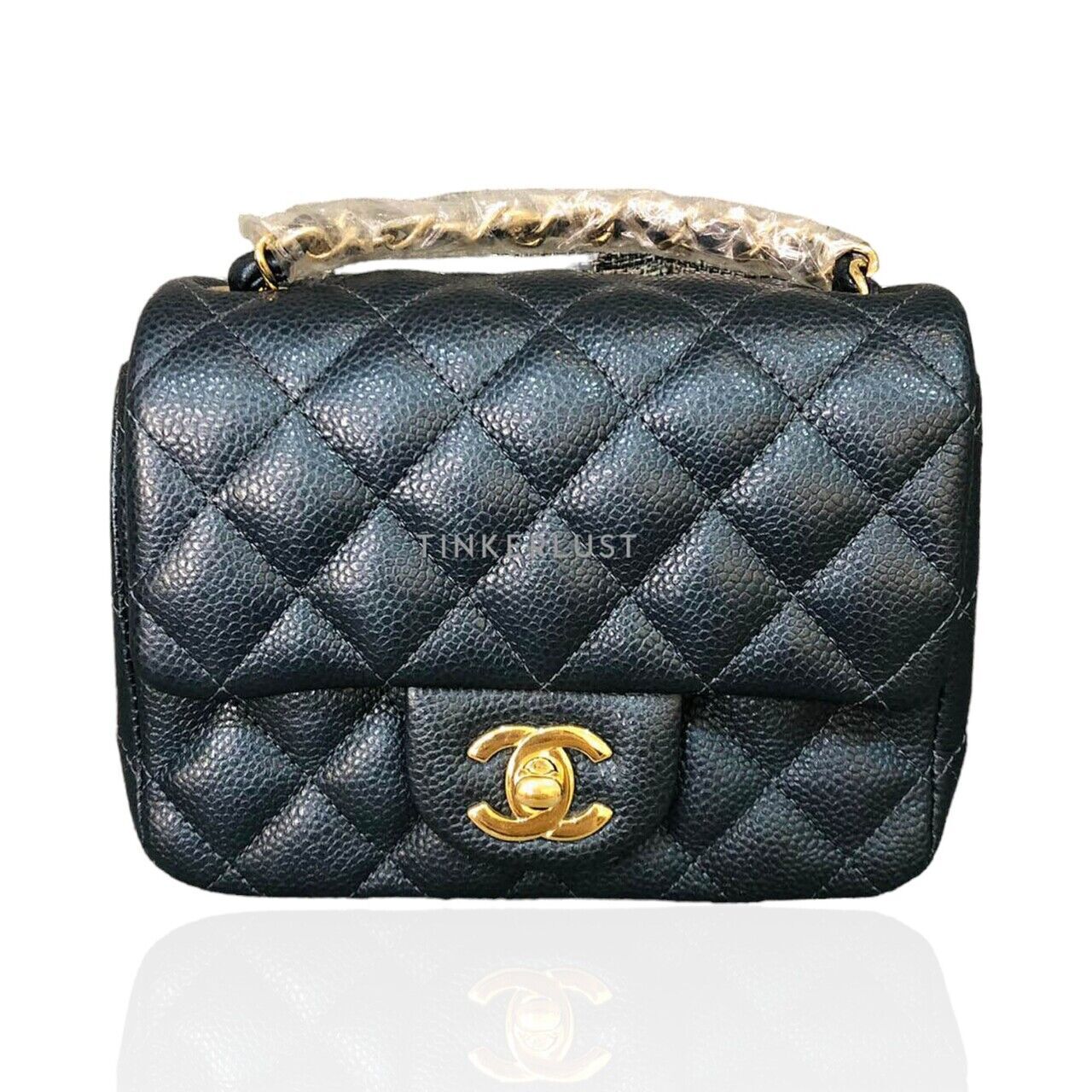 tas sling bag Chanel Mini Square Pearly Blue Iridescent 25 Sling Bag Tinkerlust