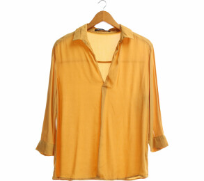 Bershka Yellow V-Neck Blouse