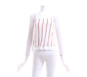 Zara Off White Striped Crop Sleeveless