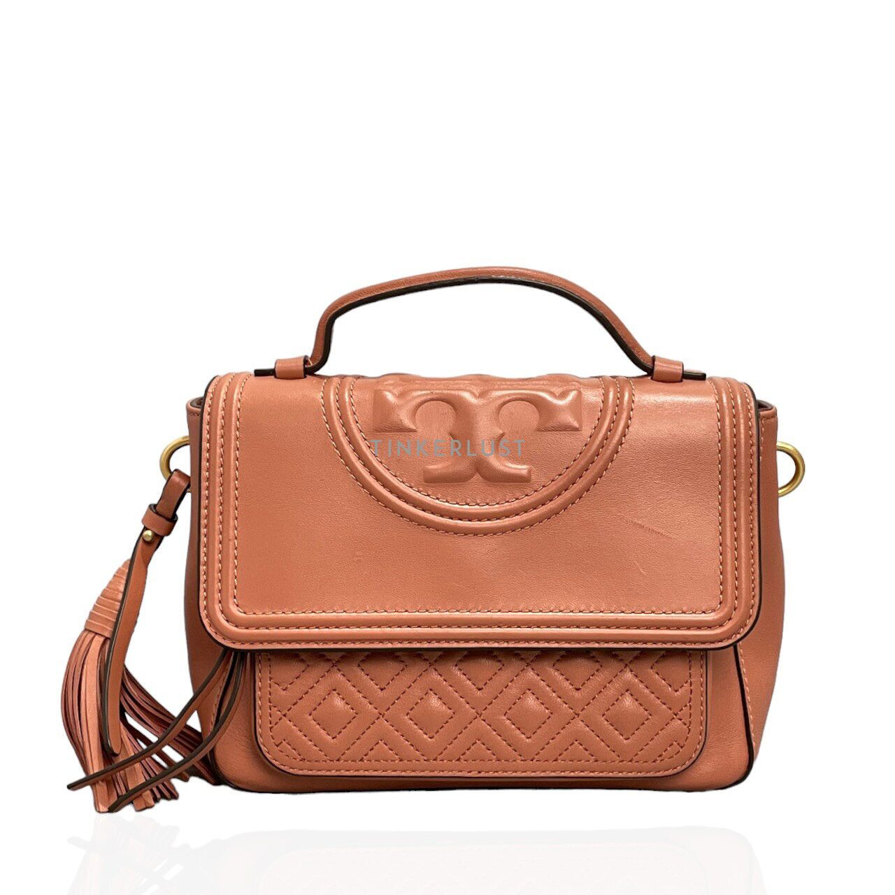 tas satchel Tory Burch Fleming Top Handle Pink Tramonto Satchel Tinkerlust