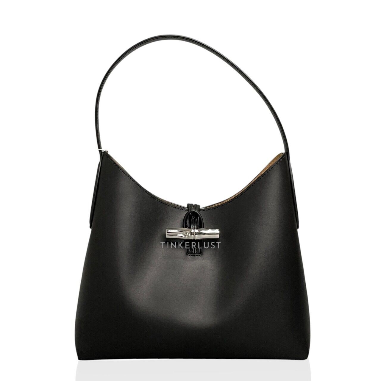 tas shoulder-bag Longchamp Le Roseau M Black Leather SHW