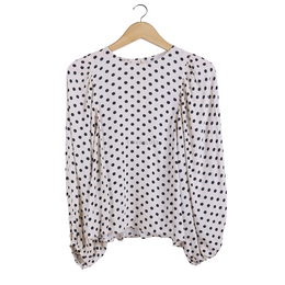 Mango Black & Cream Polkadots Blouse