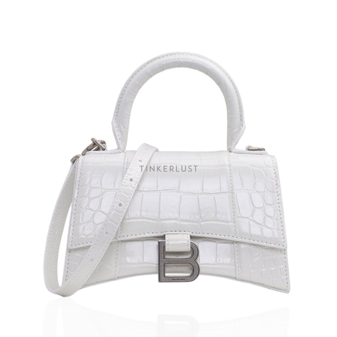 国内発送【BALENCIAGA】Hourglass ハンドバッグ Xsホワイト Women's Hourglass Handbag Xs in White | Balenciaga CA